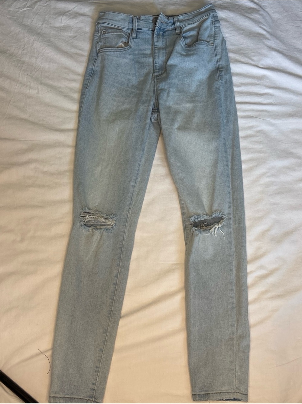 Garage Light Blue Skinny Jeans with Knee Distress